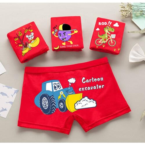 4/PCS Boy Baby Briefs Teen Boys Underwear Male Boxer Red Briefs Boy Shorts Kids Cotton Underwear