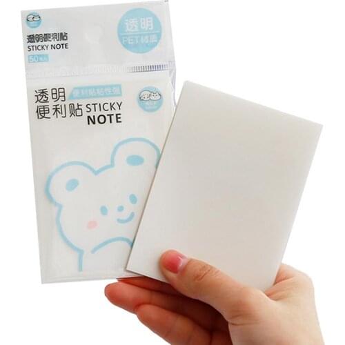 50 Sheets Cute Cartoon Style Transparent Sticky Note Decoration Student Study Memo Pad School Office Supplies