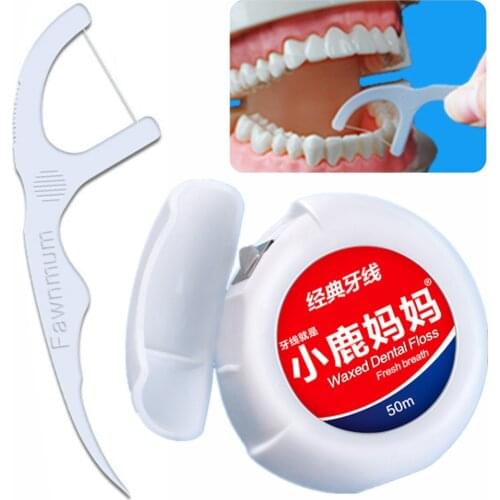 50m Classic Waxed Dental Floss Toothpick Line Flossing Safety Ultra-fine Wax Mint Flat Wire Floss Oral Care Teeth Whitening