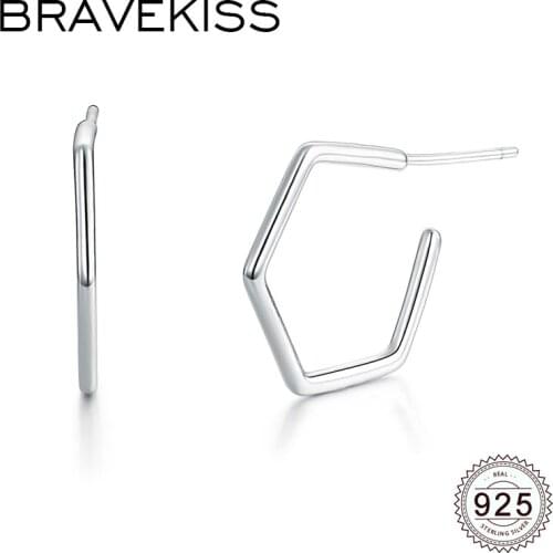 BRAVEKISS Trendy 925 Sterling Silver Geometric Stud Earrings Simple Star of David Earring Jewelry For Women Girls Gifts BLE0252
