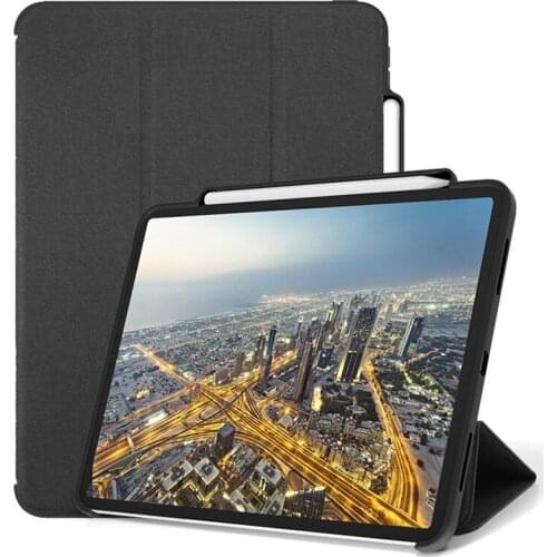 Business Texture Leahter Cases for iPad Pro 12.9 2018 with Pencil Holder Silicone Edge Anti-knock Cover For iPad Pro 12.9" Coque