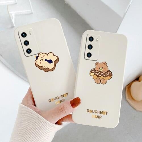 Cute Little Bear Phone Case For Huawei P40 P40Lite P30 P20 Mate 40 40Pro 30 20 Pro Lite P Smart 2021 Y7a Liquid Silicone Cover