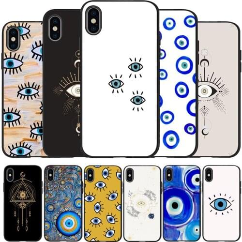 Evil Eye Illustrations black Silicone Phone Case For iPhone 12 XR XS Max 5 5S SE 2020 6 6S PLUS 7 8 X 11Pro Max 11 Cover