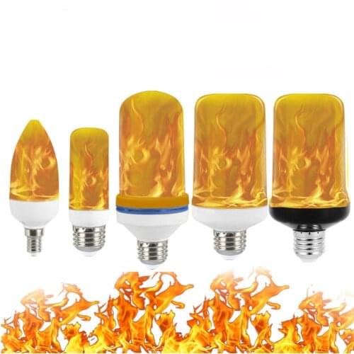 LED E27 Flame Bulb Fire E14 lamp Corn Bulb Flickering LED Light Dynamic Flame Effect 5W 7W 9W 12W 110V-220v for Home Lighting