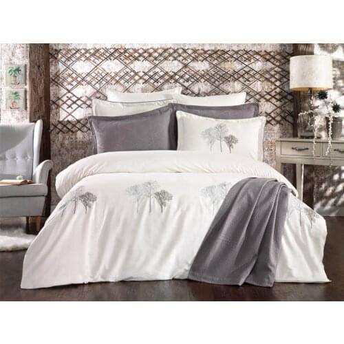 Elegant Tree Embroideried Bridal Set Anthracite