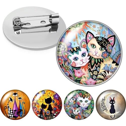 Goddessglass Brooches With Cats For Clothes