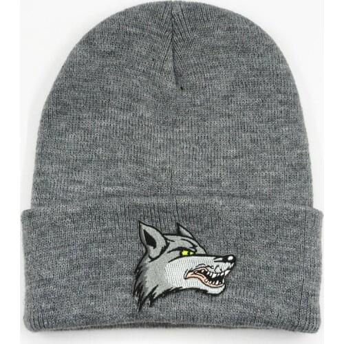 Cotton Wolf animal embroidery Thicken knitted hat winter warm hat Skullies cap beanie hat for kid men women 301