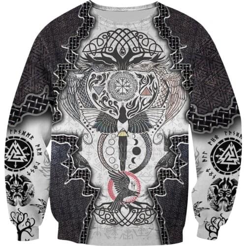 3D All Over Print Zip Hoodie Viking Tattoo Harajuku Streetwear autumn Hoodies Sweatshirt Unisex Casual Jacket Tracksuits DW0815