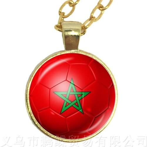 Iceland,Belgium,Brazil,Morocco,Peru,Mexico,Croatia,Korea Soccer Souvenirs Glass Dome Pendant Necklace For 2018 Football CUP