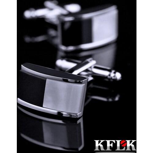 KFLK 2019 Luxury shirt cufflinks for mens Brand cuff buttons Shell cuff links High Quality Black and White abotoaduras Jewelry