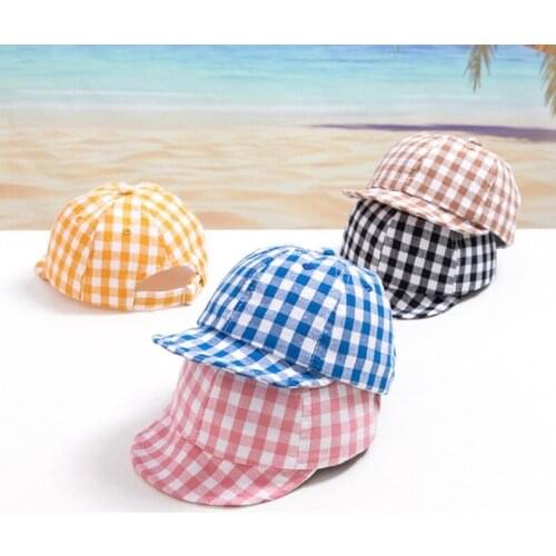 Summer Baby Boy Plaid Soft Brim Baseball Hat Infant Kids Sun Caps Bonnet