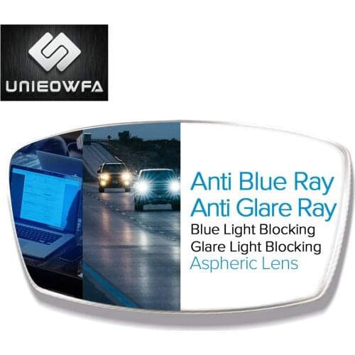 Anti Blue Light + Anti Glare light Glasses Lenses Aspheric Resin CR-39 lens Prescription Optical Myopia Hyperopia Lens 1.56 1.61