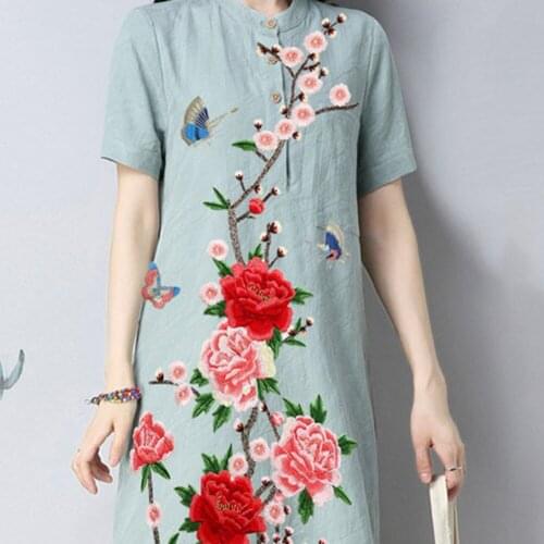 Ursmart 1Pcs Peony Embroidery Flower butterfly Patch Clothes Formal Dress Decorative DIY Accessories Sew-On Clothing Sticker