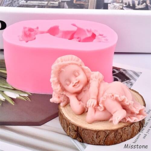 Mini Sleeping Baby Candle Mould Baby Sleep Silicone Soap Modle 3D Childrens Toy Handmade Gypsum Decorative Artwork Die