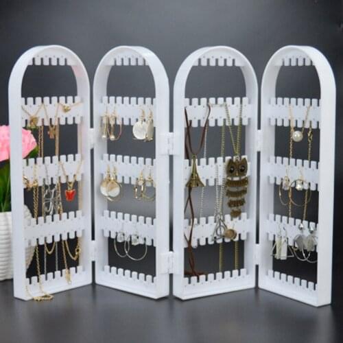 4 240 Holes Multi-function Jewelry Stand Creative Folding Beautiful Earrings Necklace Display Frame Hanging Rack Corner Shelf