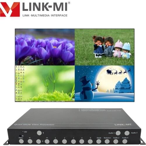 LINK-MI TS71 4 in 1 out HD Signal VGA + DP + HDMI Quad HD Video Multiviewer 4x1 HDMI Multiplexer 1080P HD Video Synthesizer