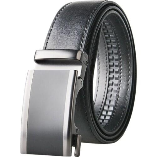 High Quality Mens Ratchet Click Belt Genuine Leather Dress Belt for Men Jeans Holeless Automatic Sliding Buckle Belts