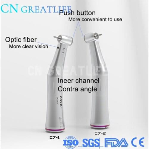 COXO CX235 C7-2 Push Button 1:5 Speed Increase Contra Angle Dental Handpiece Low Speed Contra Angle Low Speed for Implant
