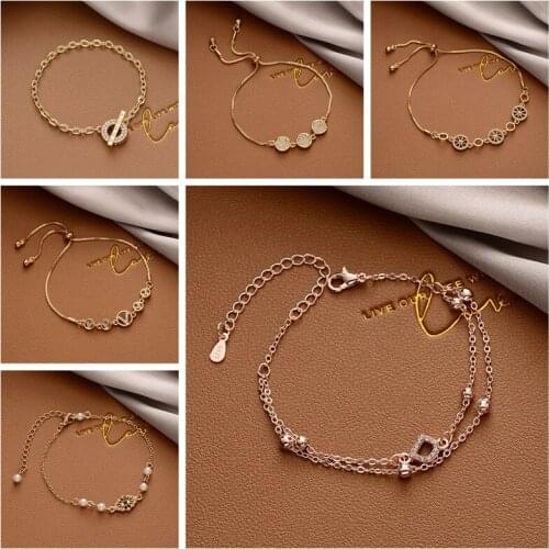 New Korean Style Butterfly Girlfriends Pearl Snowflake Bracelet For Women Fashion Crystal Pendant Bracelets Jewelry Gifts