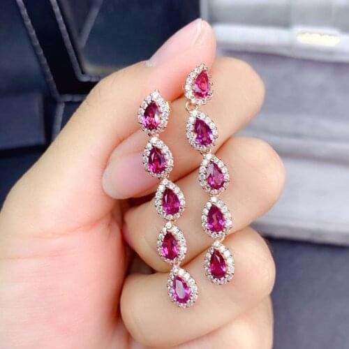 New Arrival Garnet Earring 100% Natural And Real 925 sterling silver Garnet Earring