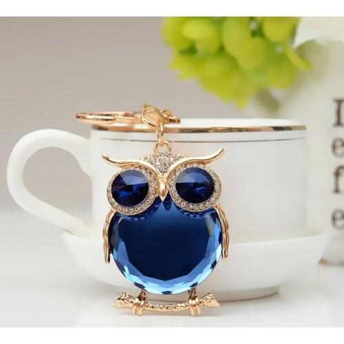 New Gift Rhinestone Cute Owl Car Keychain Cartoon Bag Rhinestone Eagle Pendant K2229