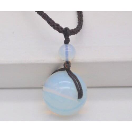 Opal Round Stone Adjustable Nylon Rope Braid Necklace Jewelry For Woman Gift F433