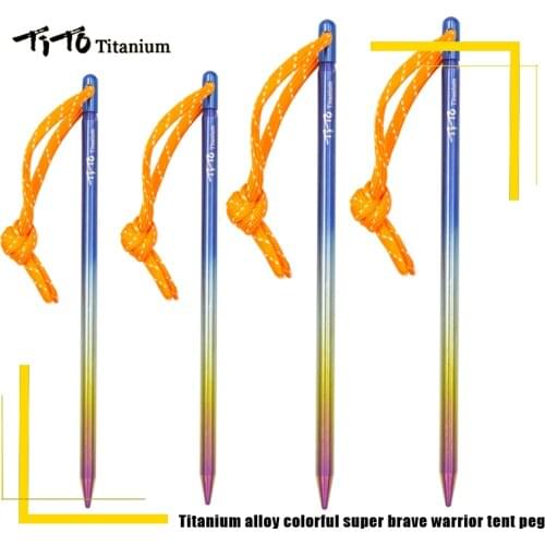 TiTo Titanium tent stake 145/165mm colorful Ti Alloy Tent Peg Ti spike Stake Outdoor Camping Traveling Tent nail Building