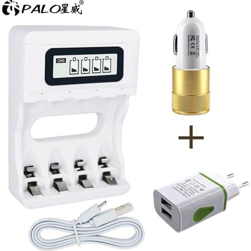 PALO USB Battery Charger For AA AAA 3A 1.2V Ni-Mh Ni-Cd Rechargeable Batteries LCD Screen Smart Charger Fast Charging