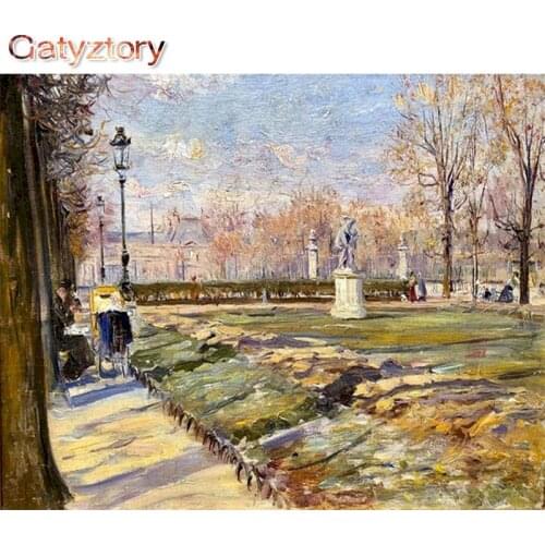 Park Paint By Numbers For Adults dusk 60x75cm Photo Frames landscape Canvas drawing decor home Art Gatyztory Diy Kit
