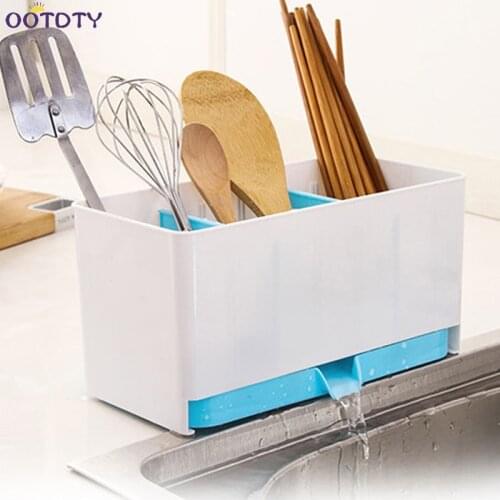Useful Kitchen Holder Rack Sponge Basket Wash Dry Shelf Cutlery Drainer Sink Tidy Utensils
