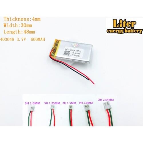 403048 3.7v 600mah polymer rechargeable battery FOR 3.7V 600MAH 403048 PLUG GPS MP3 MP4 MP5 bluetooth Lithium polymer battery