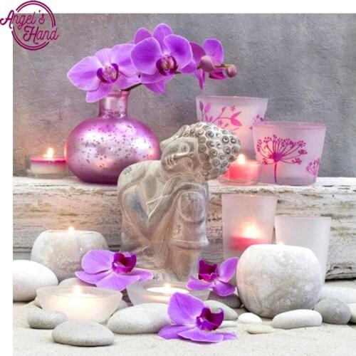 Full,Diamond Embroidery orchid Buddha,5D,Diamond Painting,Cross Stitch,3D,Diamond Mosaic,Needlework,Crafts,Christmas,Gift