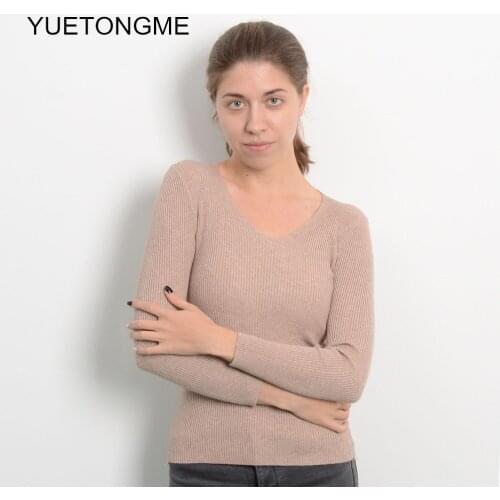 New-coming Autumn Winter V neck Pullovers Sweaters Primer shirt long sleeve Short Korean Slim-fit tight sweater BT139A