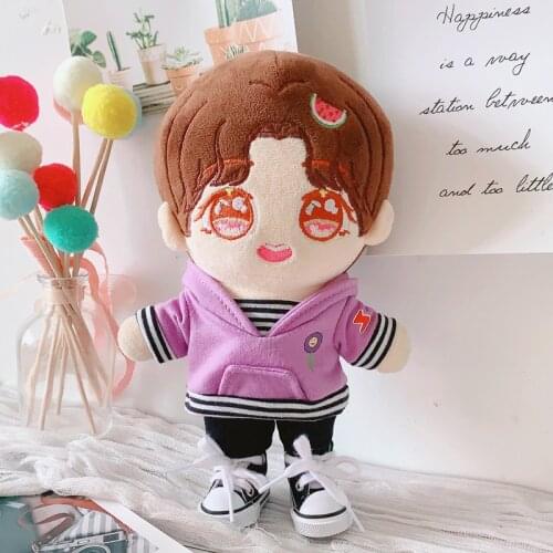 Purple 20cm Baby Doll Outfit Plush Dolls Clothes Lovely Sweater Stuffed Toy Dolls Accessories for Korea Kpop EXO Idol Dolls