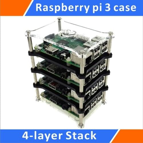 Raspberry Pi 3 Model B 4-layer Stack Clear Case Support Raspberry Pi 2B/B+/B/A