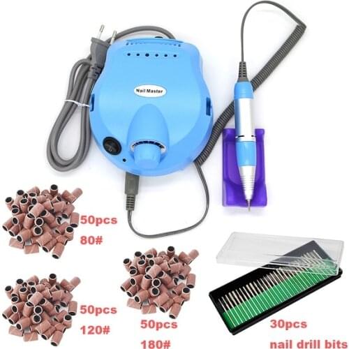 Blue Electric Nail Drill Manicure Set File Nail Pen Machine Set Kit With EU/US Plug 110V/220V Free Shipping