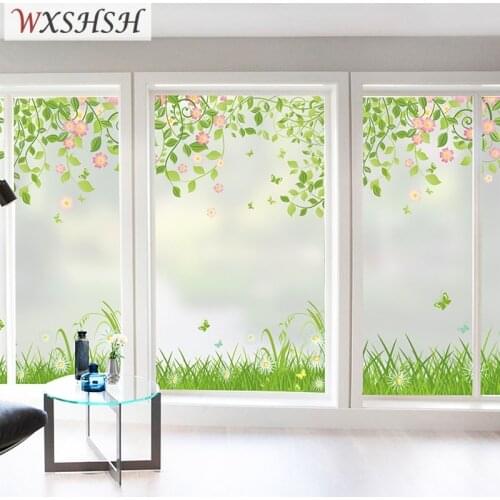 Custom Size Static Cling Window Sticker PVC Spring Style Decorative Private Stained Glass Film For Home Office Store Restaurant