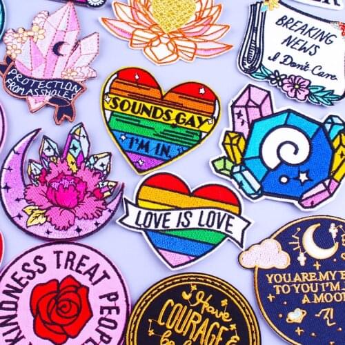 Gay Pride Iron On Patch Letter Heart Embroidery Patches For Clothing Thermoadhesive Patches DIY Lgbt Patches On Clothes Stickers