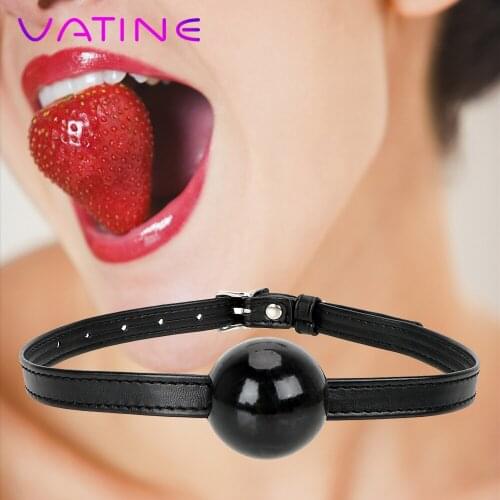 VATINE SM Slave Adult Game Cosplay Sex Toys for Couple Open Mouth Gag Silicone Ball Gag Leather Oral Fixation Stuffed