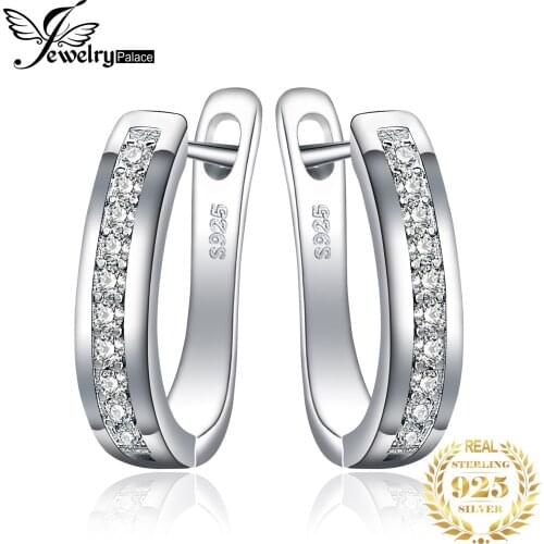 JewelryPalace CZ Clip Earrings 925 Sterling Silver Earrings For Women Channel Eternity Korean Earrings Fashion Jewelry 2021