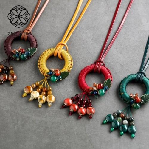 Leather Flower Jewelry for Women Long Necklace Chokers necklaces & pendants Bohemia Jewellery Suspension 2020 New Arrival Colors