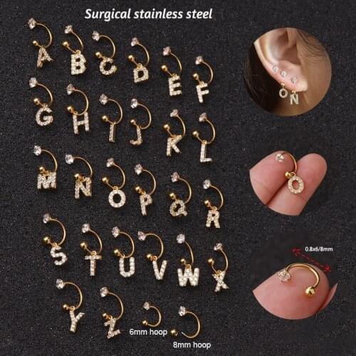 1Pc English Letter Piercing Tragus Piercing Jewelry Septo Nose Lip Ear Septum Cartilage Captive Hoop Ring Jewelry Pendientes