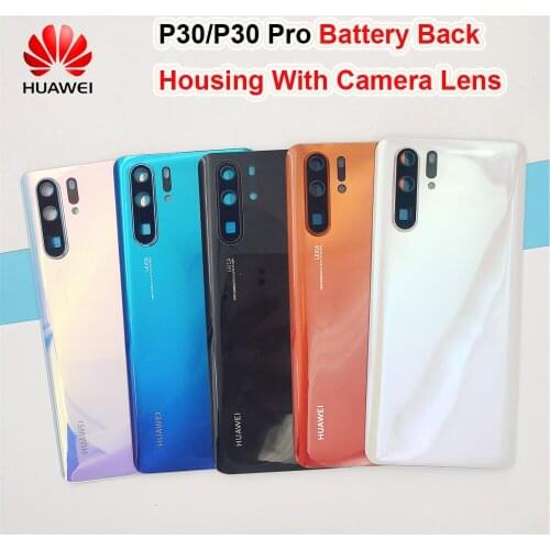 100% Original For Huawei P30 Pro P30 Glass Back Cover Real Door Housing Panel Replacement Parts + Camera Lens Frame Battery Case