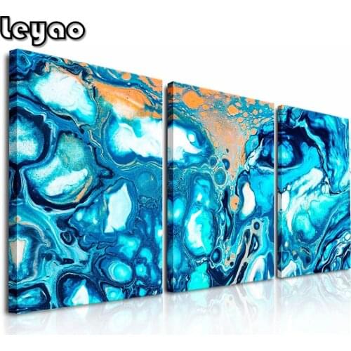 Blue Abstract 3 pcs Diamond Art Landscape Cross Stitch Diamond Painting Full Square Drill Embroidery Sale Needlework Handicrafts