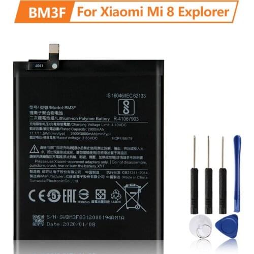 XaioMi Original Replacement Battery BM3F For Xiaomi 8 Explorer Mi8 Transparent Exploration Edition Mi8 Pro Phone Battery 3000mAh
