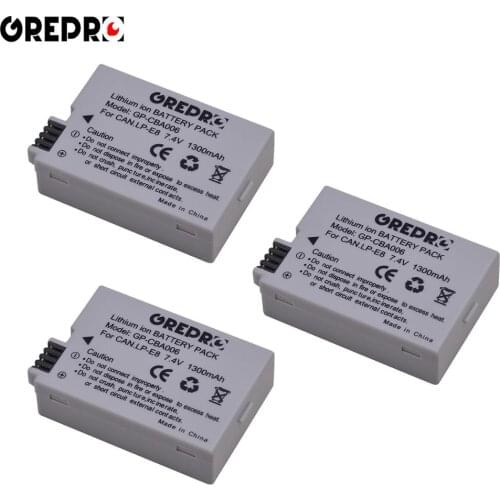 3 Pcs LP-E8 LPE8 LP E8 Camera battery for Canon EOS 550D, 600D, 650D, 700D, Kiss X4, X5, X6i, X7i, Rebel T2i, T3i, T4i, T5i