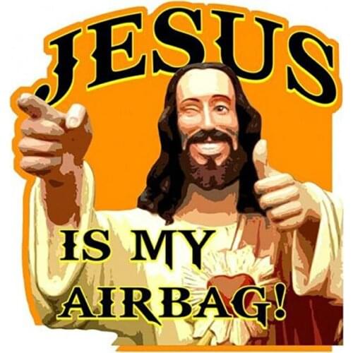 Car Stickers Decor Motorcycle Decals Funny Jesus Is My Airbag Vinyl Decorative Accessories Waterproof PVC,13cmx12cm