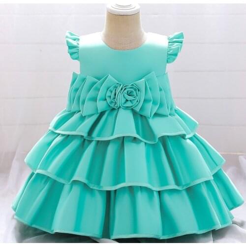 Ball Gown Girl Party Dresses Cap Sleeve Puffy Layers Girl Birthday Dress Girl Christmas Party Robe de Princesse Green Gowns