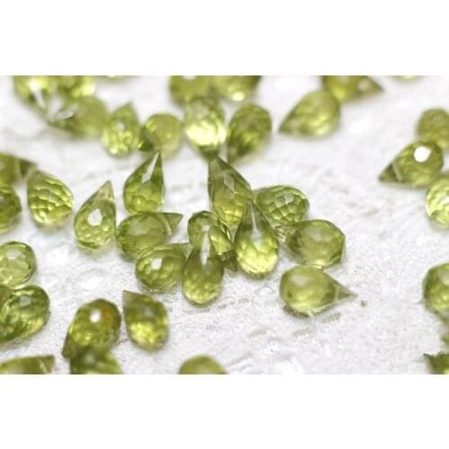 10pcs loose beads green peridot drop faceted 4-6mm for DIY jewelry making FPPJ wholesale beads nature gem stone