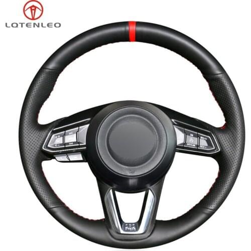LQTENLEO Black Artificial Leather Steering Wheel Cover For Mazda 3 Axela 2017-2019 Mazda 6 Atenza 2017-2019 CX-5 CX-9 2017-2019